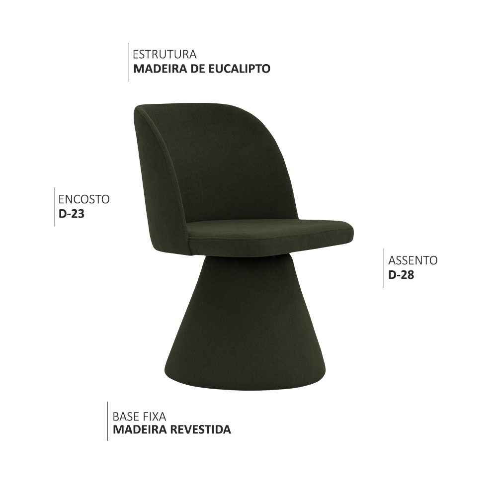 Cadeira de Jantar Liz Base Fixa Linho Verde Musgo - Nexta Casa