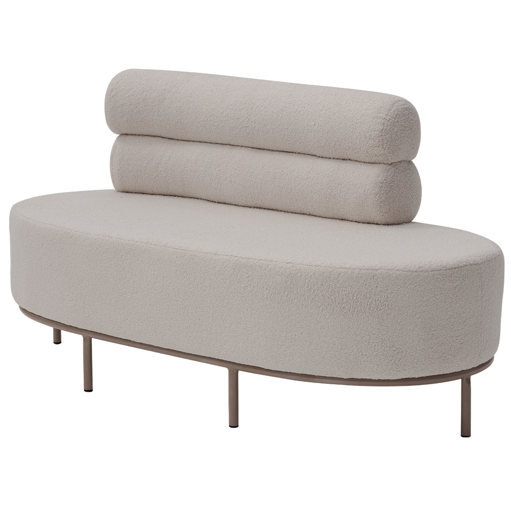 Chaise Mabel Encosto Direito Base Champagne Bouclé Sheep Bege Claro - Nexta Casa
