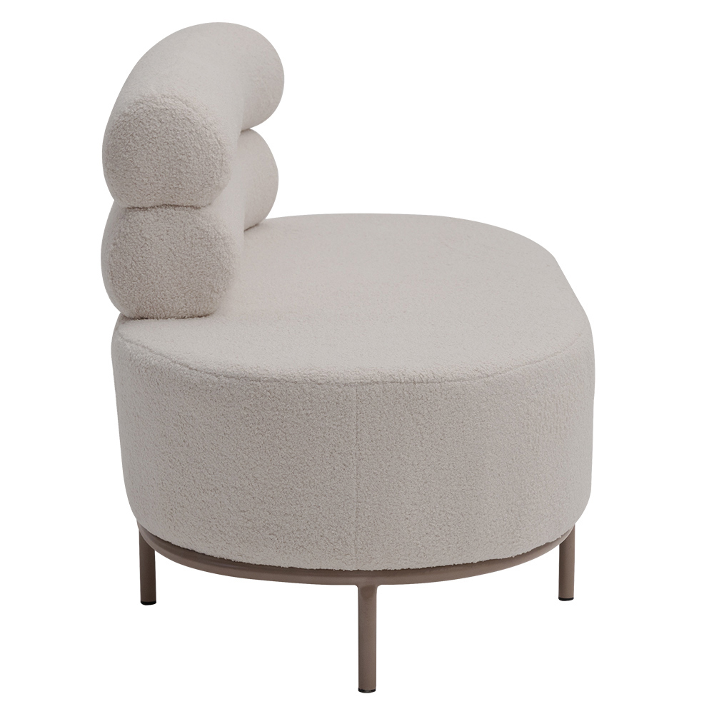 Chaise Mabel Encosto Direito Base Champagne Bouclé Sheep Bege Claro - Nexta Casa