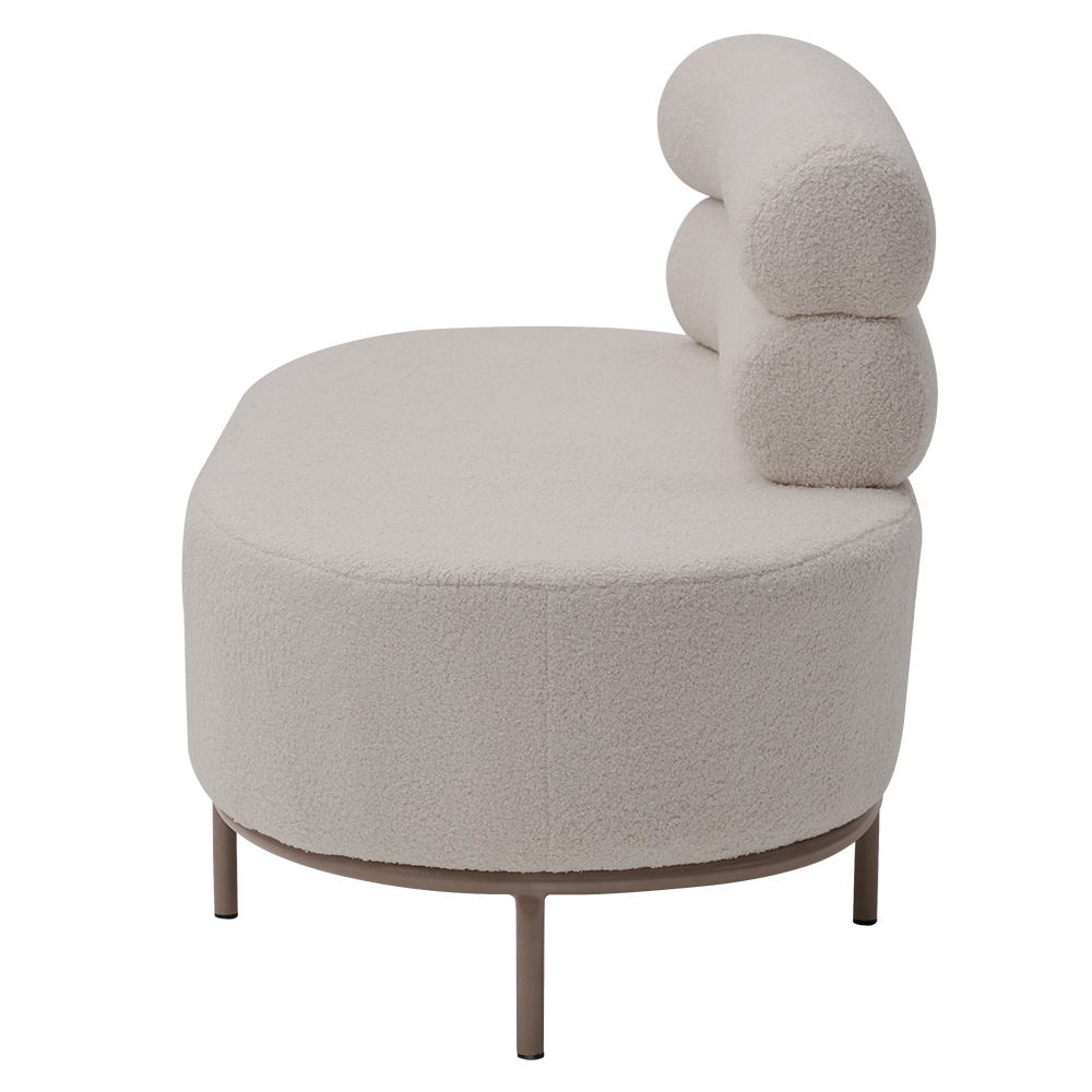 Chaise Mabel Encosto Esquerdo Base Champagne Bouclé Sheep Bege Claro - Nexta Casa
