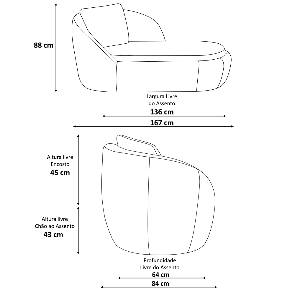 Chaise Para Sala Kaira 167cm Com Almofada Linho Bege Claro - Nexta Casa
