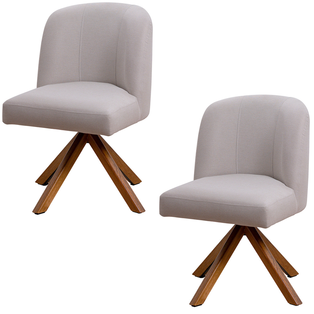 Kit 02 Cadeiras De Jantar Cléo Base Giromad Linho Cru - Nexta Casa