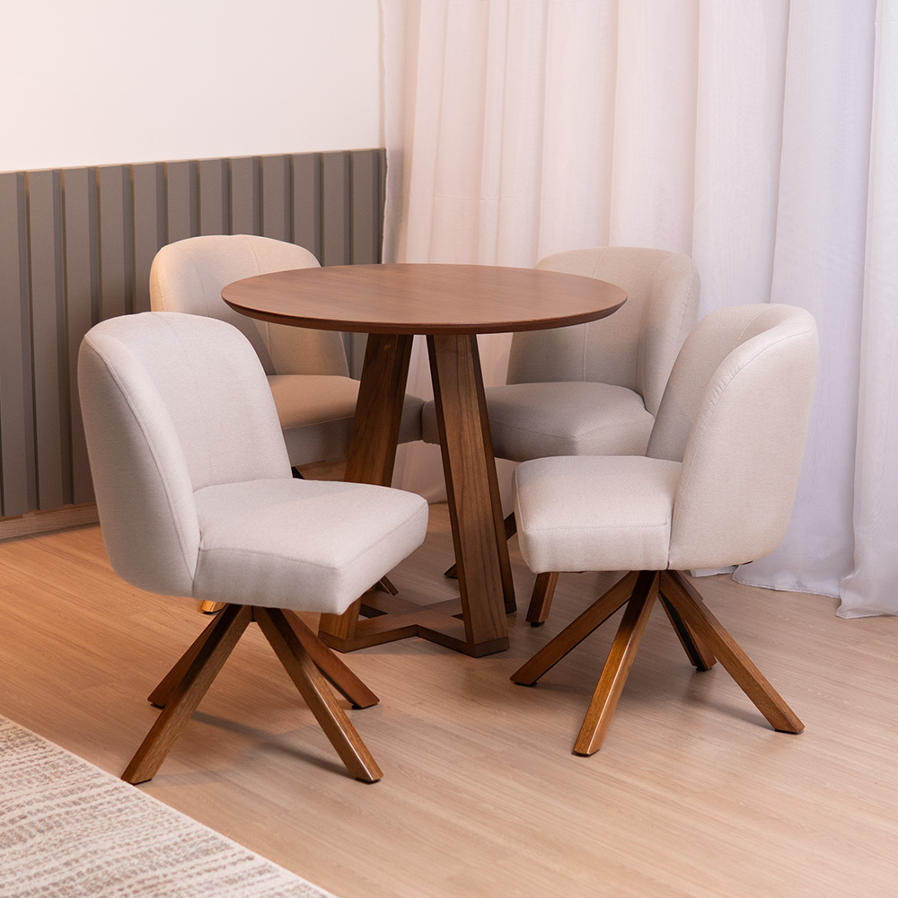 Kit 02 Cadeiras De Jantar Cléo Base Giromad Linho Cru - Nexta Casa