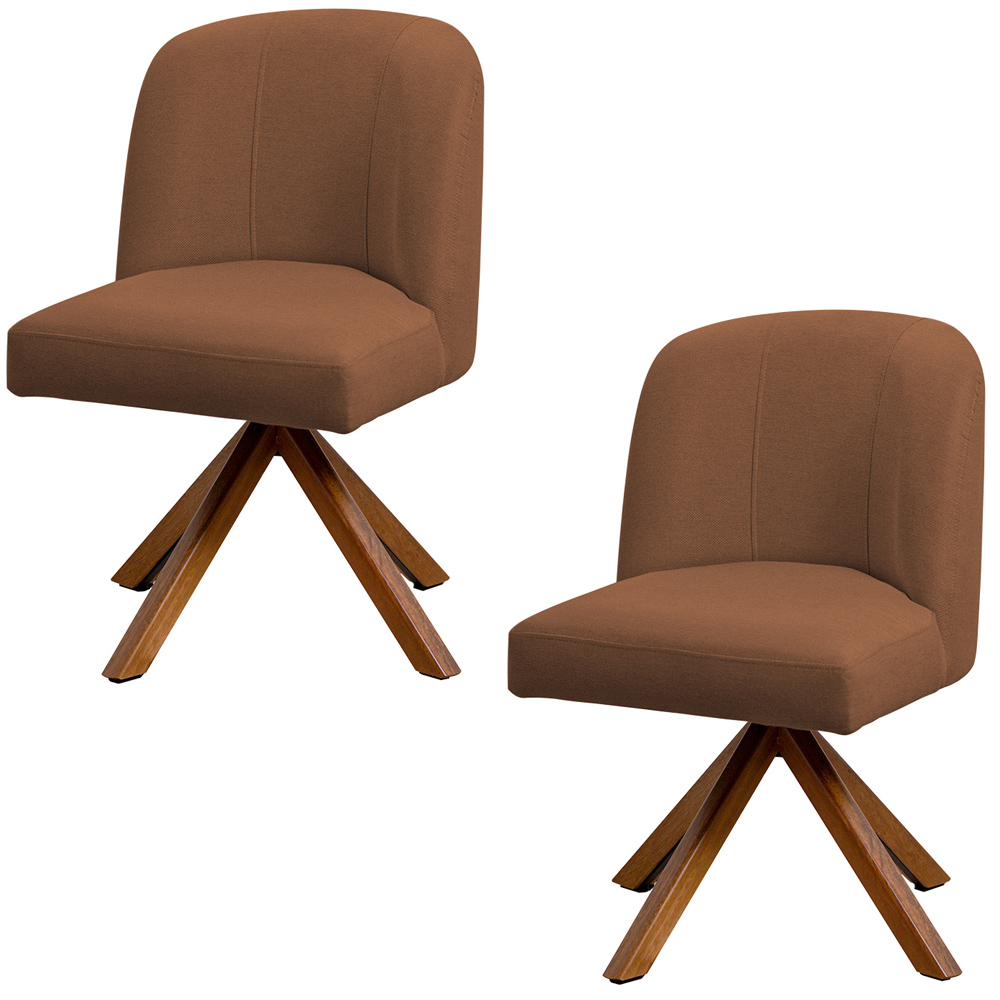 Kit 02 Cadeiras De Jantar Cléo Base Giromad Linho Terracota - Nexta Casa