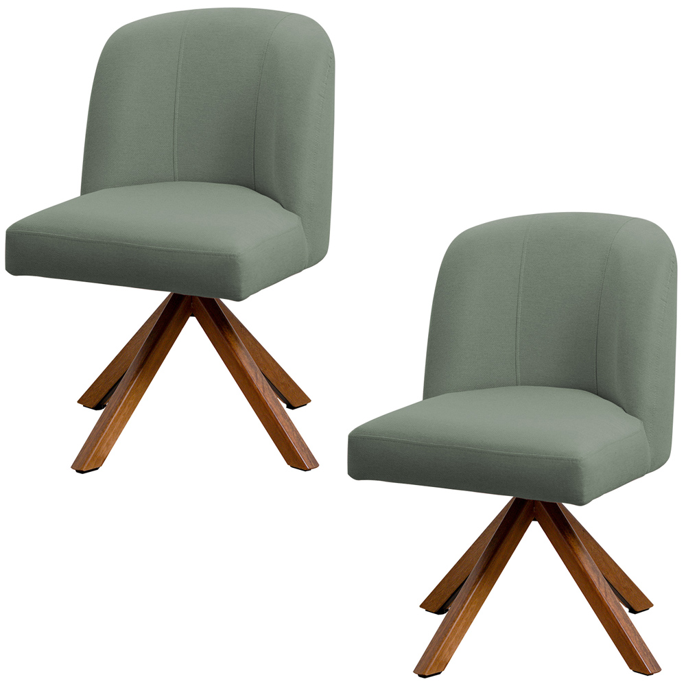 Kit 02 Cadeiras De Jantar Cléo Base Giromad Linho Verde - Nexta Casa