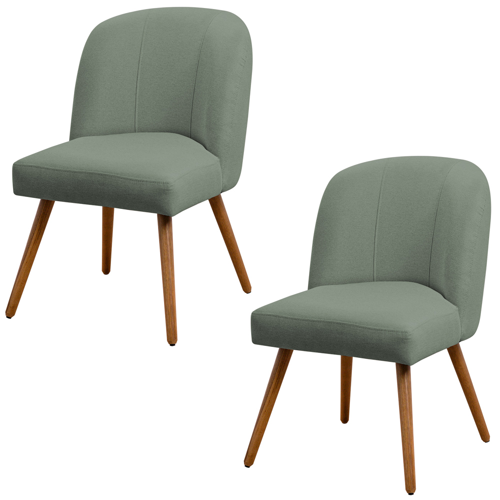 Kit 02 Cadeiras De Jantar Cléo Pés Palito Linho Verde - Nexta Casa