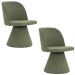 Kit 02 Cadeiras de Jantar Liz Base Fixa Linho Verde - Nexta Casa