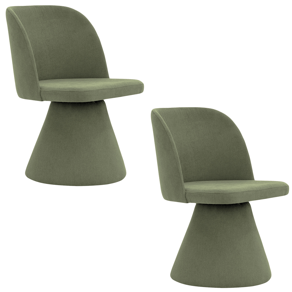 Kit 02 Cadeiras de Jantar Liz Base Fixa Linho Verde - Nexta Casa