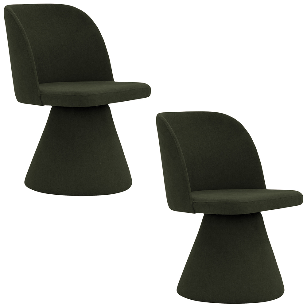 Kit 02 Cadeiras de Jantar Liz Base Fixa Linho Verde Musgo - Nexta Casa