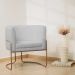 Kit 02 Poltronas Decorativas Betina Base Aço Ouro Fosco Bouclé Cinza Claro - Nexta Casa