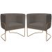 Kit 02 Poltronas Decorativas Betina Base Aço Ouro Fosco Bouclé Marrom - Nexta Casa