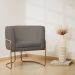 Kit 02 Poltronas Decorativas Betina Base Aço Ouro Fosco Bouclé Marrom - Nexta Casa
