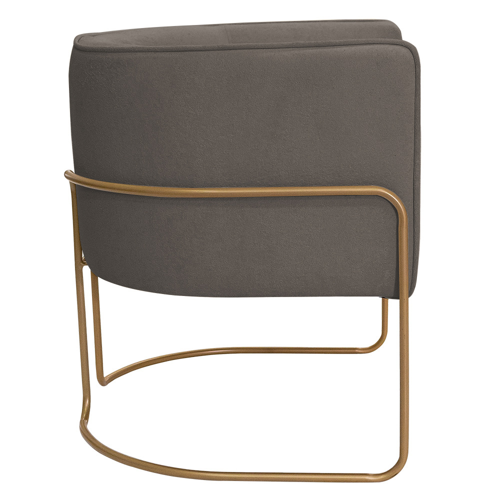 Kit 02 Poltronas Decorativas Betina Base Aço Ouro Fosco Bouclé Marrom - Nexta Casa