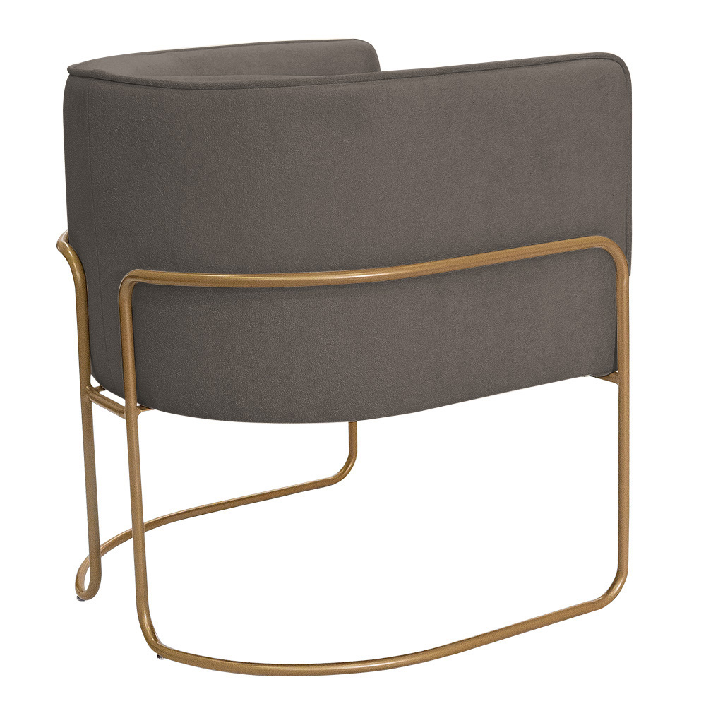 Kit 02 Poltronas Decorativas Betina Base Aço Ouro Fosco Bouclé Marrom - Nexta Casa