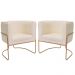Kit 02 Poltronas Decorativas Betina Base Aço Ouro Fosco Bouclé Off White - Nexta Casa