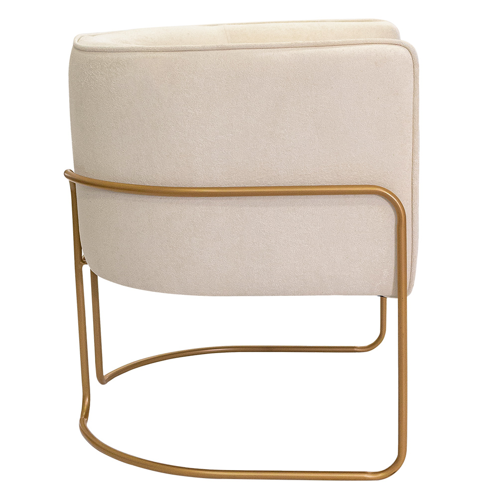 Kit 02 Poltronas Decorativas Betina Base Aço Ouro Fosco Bouclé Off White - Nexta Casa