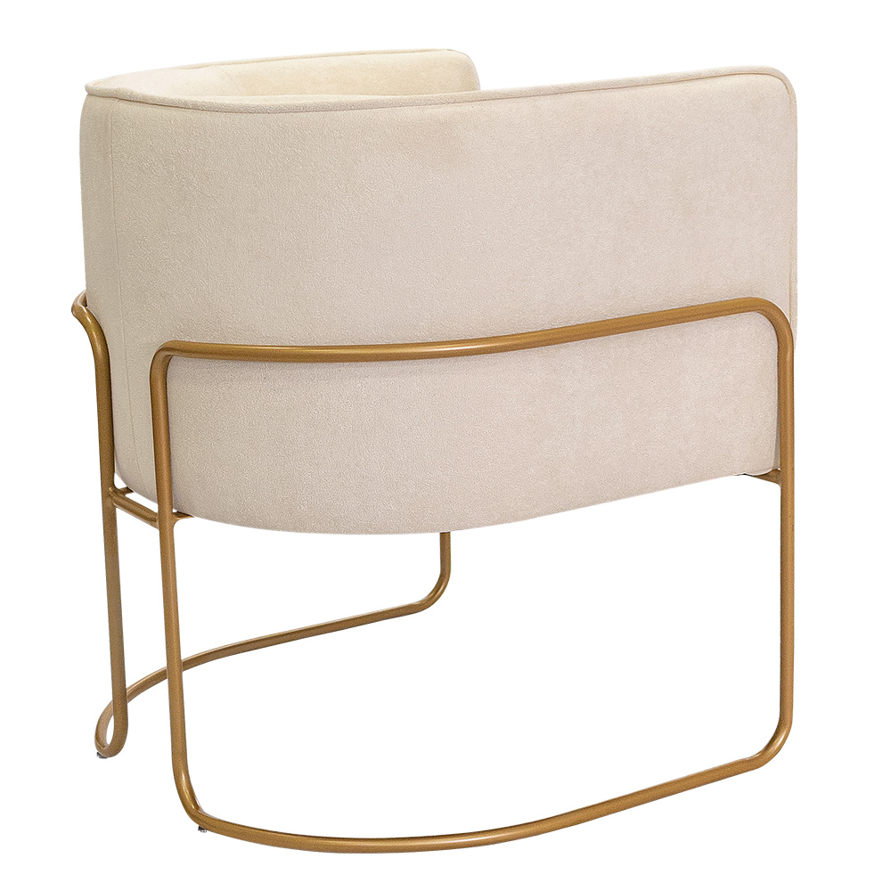 Kit 02 Poltronas Decorativas Betina Base Aço Ouro Fosco Bouclé Off White - Nexta Casa