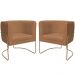 Kit 02 Poltronas Decorativas Betina Base Aço Ouro Fosco Bouclé Terracota - Nexta Casa