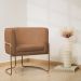 Kit 02 Poltronas Decorativas Betina Base Aço Ouro Fosco Bouclé Terracota - Nexta Casa