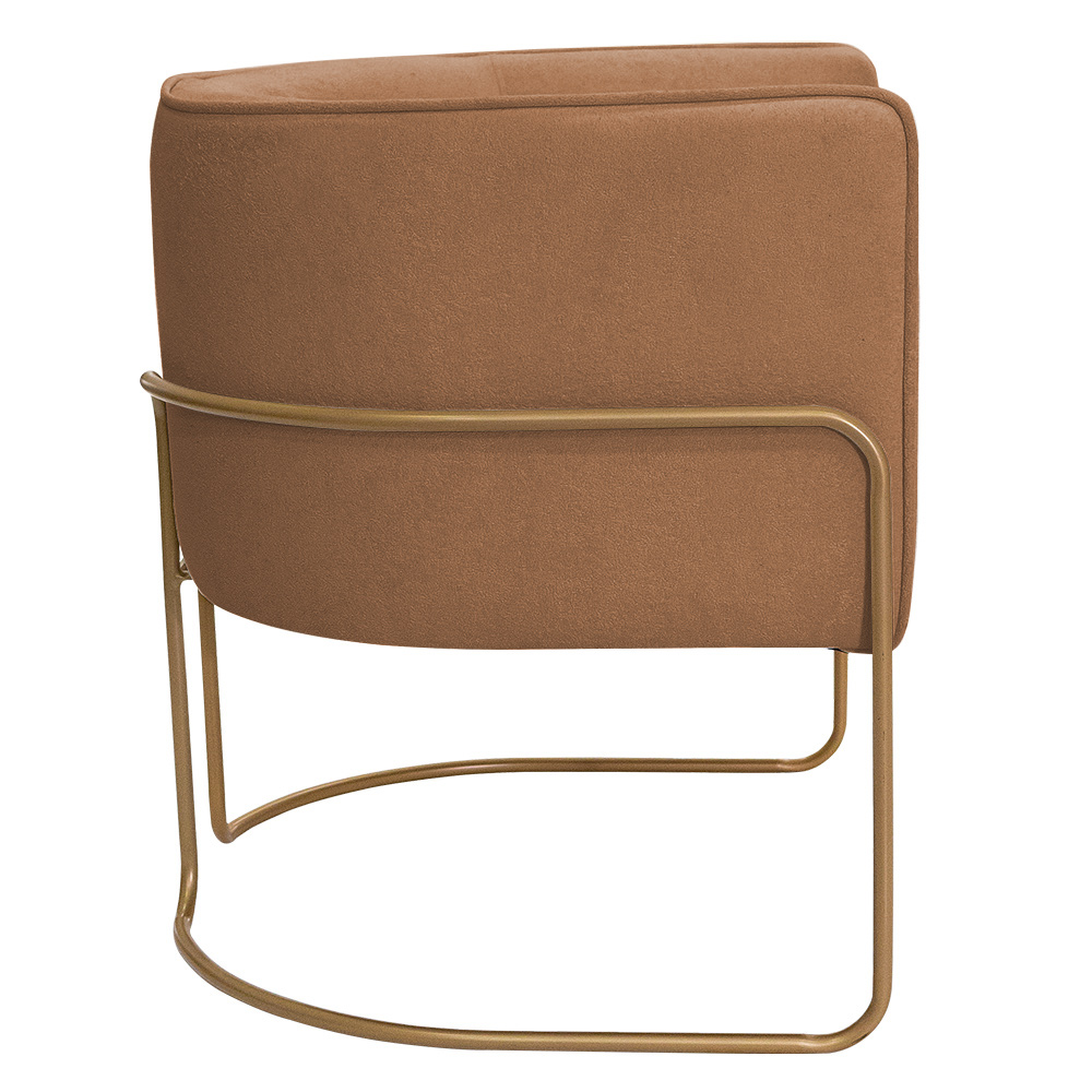 Kit 02 Poltronas Decorativas Betina Base Aço Ouro Fosco Bouclé Terracota - Nexta Casa