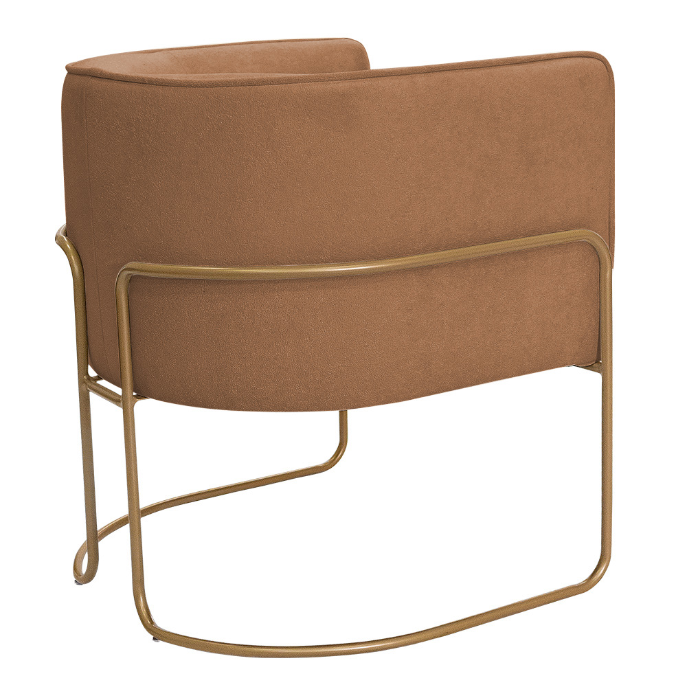 Kit 02 Poltronas Decorativas Betina Base Aço Ouro Fosco Bouclé Terracota - Nexta Casa