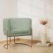Kit 02 Poltronas Decorativas Betina Base Aço Ouro Fosco Bouclé Verde Claro - Nexta Casa