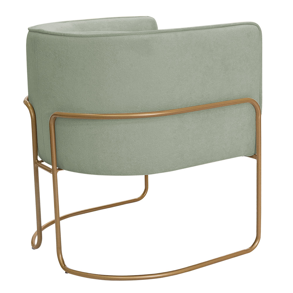 Kit 02 Poltronas Decorativas Betina Base Aço Ouro Fosco Bouclé Verde Claro - Nexta Casa