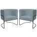 Kit 02 Poltronas Decorativas Betina Base Aço Preto Bouclé Azul Claro - Nexta Casa