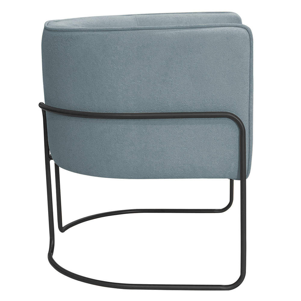 Kit 02 Poltronas Decorativas Betina Base Aço Preto Bouclé Azul Claro - Nexta Casa
