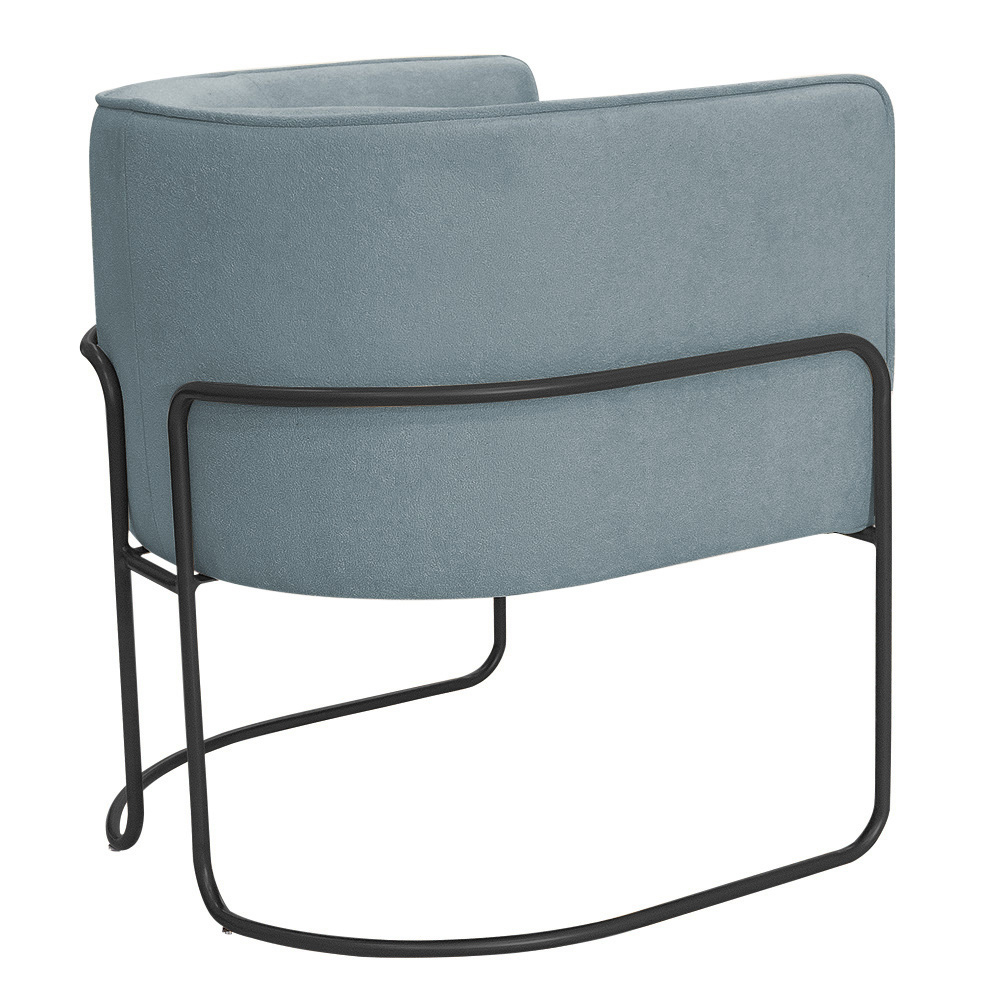 Kit 02 Poltronas Decorativas Betina Base Aço Preto Bouclé Azul Claro - Nexta Casa