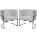 Kit 02 Poltronas Decorativas Betina Base Aço Preto Bouclé Cinza Claro - Nexta Casa