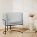 Kit 02 Poltronas Decorativas Betina Base Aço Preto Bouclé Cinza Claro - Nexta Casa