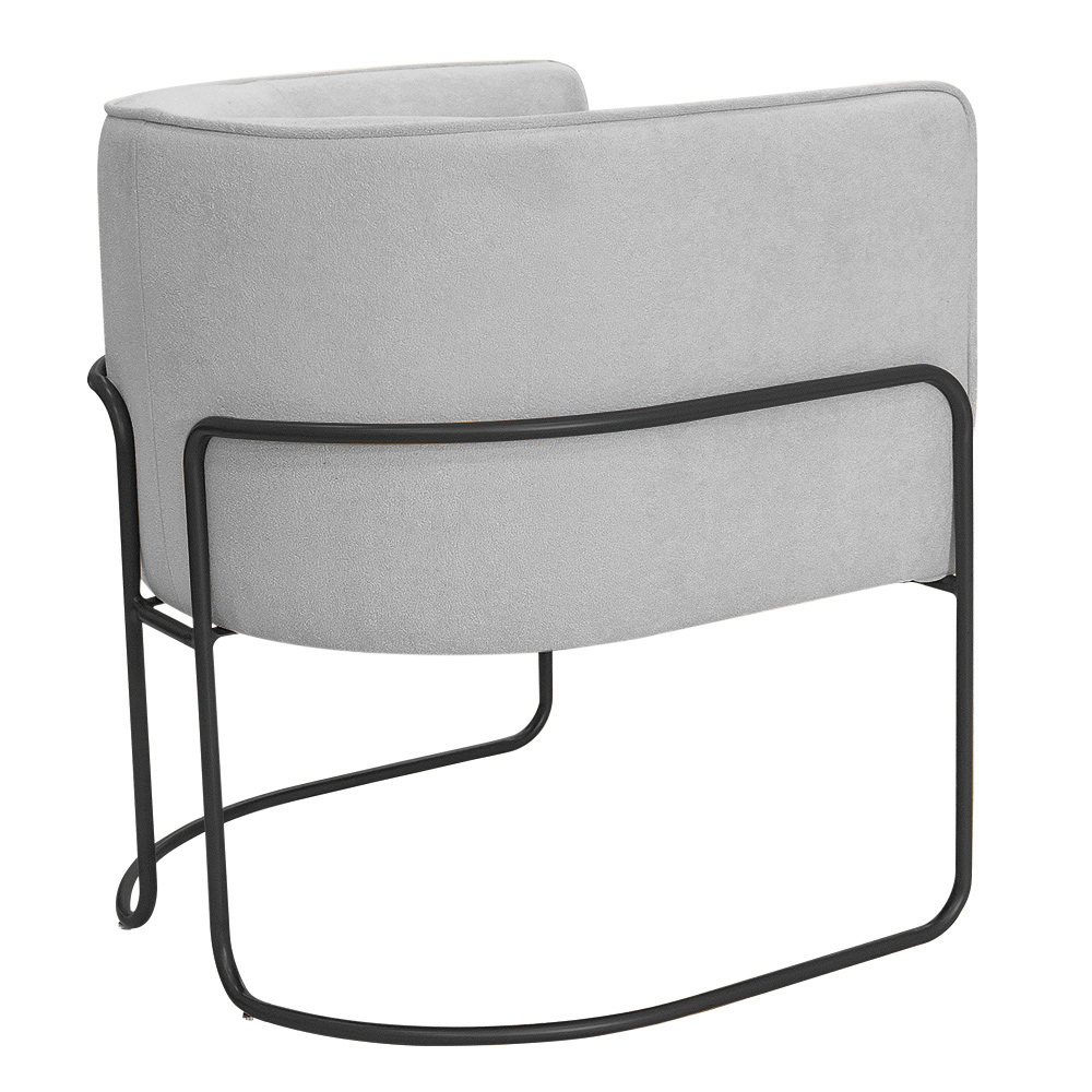 Kit 02 Poltronas Decorativas Betina Base Aço Preto Bouclé Cinza Claro - Nexta Casa