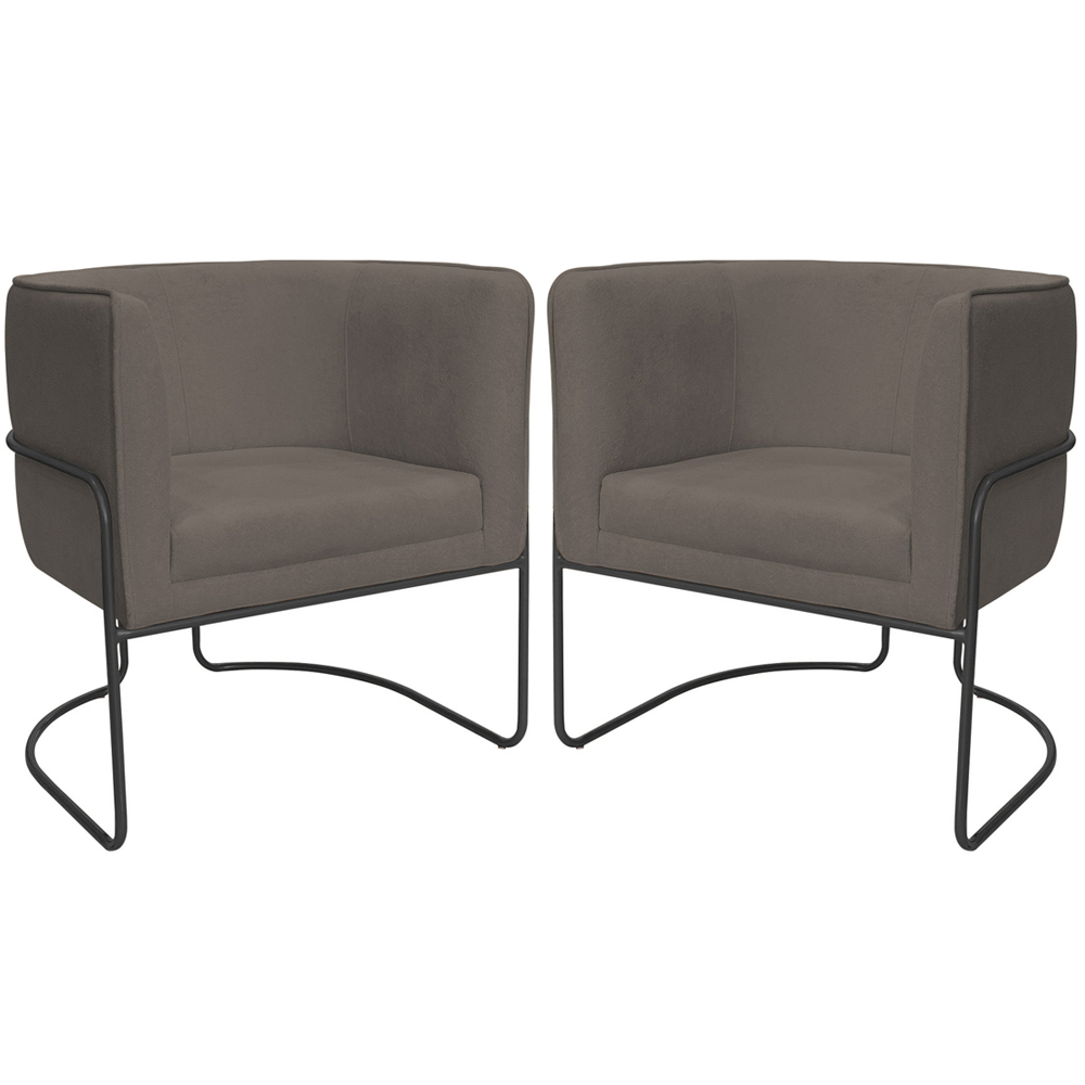 Kit 02 Poltronas Decorativas Betina Base Aço Preto Bouclé Marrom - Nexta Casa