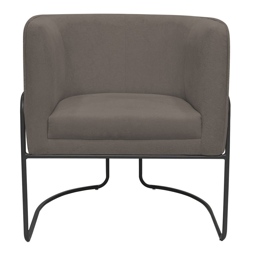 Kit 02 Poltronas Decorativas Betina Base Aço Preto Bouclé Marrom - Nexta Casa