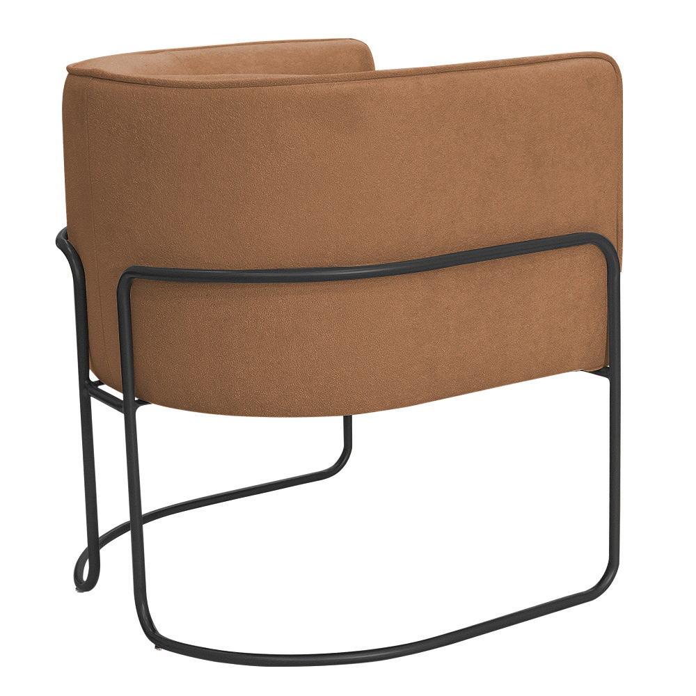 Kit 02 Poltronas Decorativas Betina Base Aço Preto Bouclé Terracota - Nexta Casa