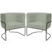 Kit 02 Poltronas Decorativas Betina Base Aço Preto Bouclé Verde Claro - Nexta Casa