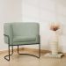 Kit 02 Poltronas Decorativas Betina Base Aço Preto Bouclé Verde Claro - Nexta Casa