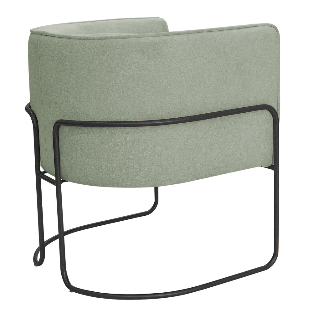 Kit 02 Poltronas Decorativas Betina Base Aço Preto Bouclé Verde Claro - Nexta Casa