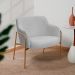 Kit 02 Poltronas Decorativas Jade Base Aço Ouro Fosco Bouclé Cinza Claro - Nexta Casa