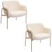 Kit 02 Poltronas Decorativas Jade Base Aço Ouro Fosco Bouclé Off White - Nexta Casa