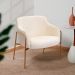 Kit 02 Poltronas Decorativas Jade Base Aço Ouro Fosco Bouclé Off White - Nexta Casa