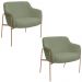 Kit 02 Poltronas Decorativas Jade Base Aço Ouro Fosco Bouclé Verde Claro - Nexta Casa