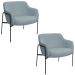 Kit 02 Poltronas Decorativas Jade Base Aço Preto Bouclé Azul Claro - Nexta Casa