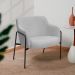 Kit 02 Poltronas Decorativas Jade Base Aço Preto Bouclé Cinza Claro - Nexta Casa