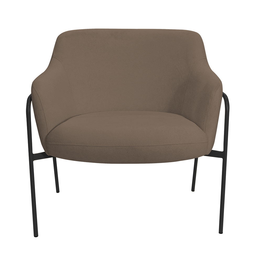 Kit 02 Poltronas Decorativas Jade Base Aço Preto Bouclé Marrom - Nexta Casa
