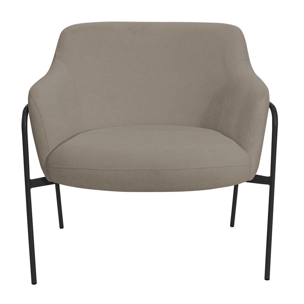 Kit 02 Poltronas Decorativas Jade Base Aço Preto Bouclé Marrom Claro - Nexta Casa