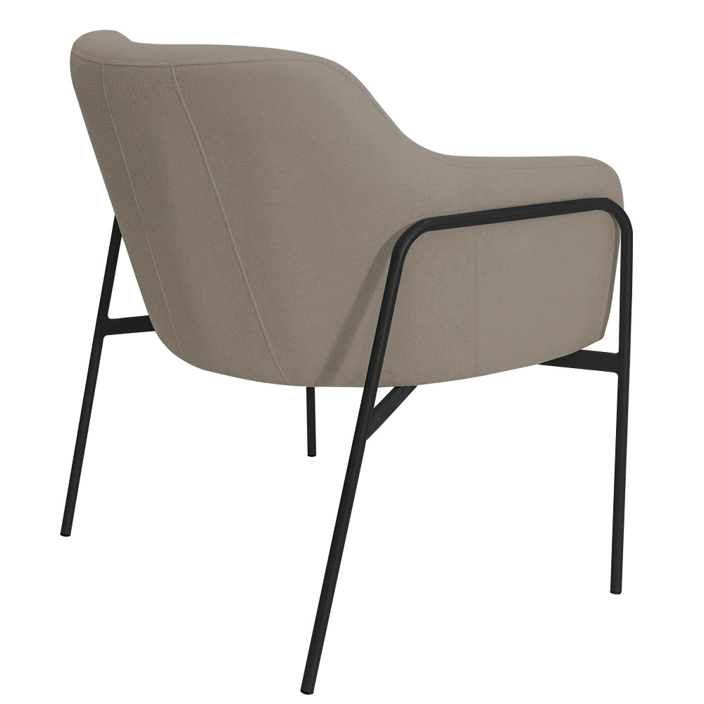 Kit 02 Poltronas Decorativas Jade Base Aço Preto Bouclé Marrom Claro - Nexta Casa