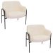 Kit 02 Poltronas Decorativas Jade Base Aço Preto Bouclé Off White - Nexta Casa