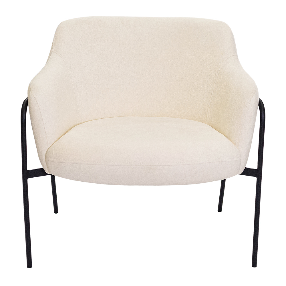 Kit 02 Poltronas Decorativas Jade Base Aço Preto Bouclé Off White - Nexta Casa